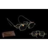 Antique Magnifying Spectacles Steel framed double lens spectacles with thin, curved arms,