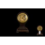 Ansonia Balloon Case Mantle Clock of miniature form, Roman Numerals, key wind. A/F. height 5 inches.