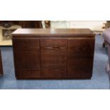 Stained Wood Sideboard with three doors which conceal two frieze drawers and storage space.