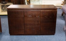 Stained Wood Sideboard with three doors which conceal two frieze drawers and storage space.