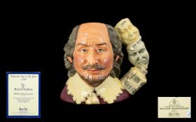 Royal Doulton - Large Size Character Jug of the Year 1999 ' William Shakespeare ' D7136.