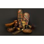 A Mixed Collection Of Carved Decorative Masks And Collectibles All modern tourist pieces,