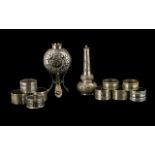 Collection of White Metal Vases and Napkin Rings, 388g, please see accompanying image.