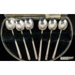 Art Deco Period 1930's Very Pleasing Set of Size Silver Coffee Spoons, Wonderful Proportions,