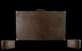 A Very Large Vintage Hinged Wooden Case/Steamer Trunk Aged patina with metal corners,