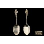 Victorian Period Very Ornate Pair of Sterling Silver Grapefruit Spoons. Hallmark London 1893.