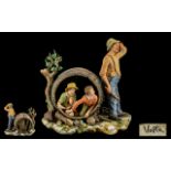 Capodimonte Large & Impressive Signed Hand Made & Painted Figure Group 'Tom Sawyer & Huckleberry
