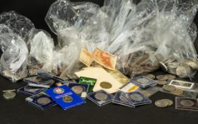 A Quantity of Commemorative and GB Coins to include a quantity of three pences, copper pennies,