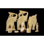 A Mixed Collection Of Carved Bone And Ivory Oddments And Collectibles To include carved elephant