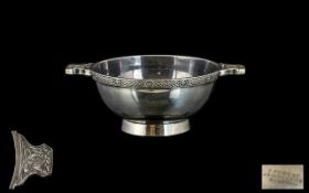 Glasgow Silver Plated Golf Club 1787 Footed Bowl with Celtic Style Border .