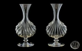 Baccarat - Attractive Pair of Fine Cut Crystal Vases of Excellent Form / Shape.