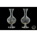 Baccarat - Attractive Pair of Fine Cut Crystal Vases of Excellent Form / Shape.