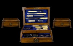 Wooden Art Deco Box with Cutlery Set.