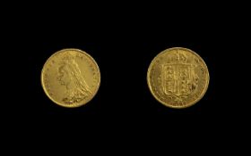 Queen Victoria 22ct Gold - Jubilee Head Half Sovereign - Date 1887.