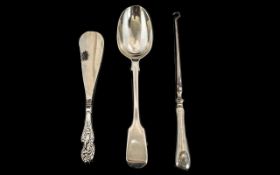 A Small Collection of Silver comprising a Large Silver Serving Spoon dated 1884 London,