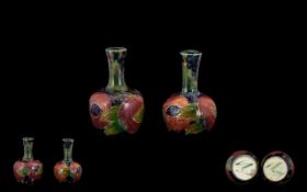 William Moorcroft - Nice Quality Signed Bud Vases ( 2 ) Both of Small Proportions, Excellent Glaze,
