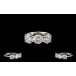 Three Stone Diamond Platinum Set Ring Approx 3.