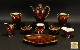 A Collection Of Carlton Ware Rouge Royale Ceramics Nine pieces in total to include two leaf form