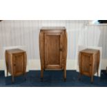 Art Deco Golden Oak Filing/Record Cabinet shaped supports on casters of tubering form,