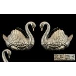 A Majestic and Very Large Pair of Sterling Silver Figural Swan Centrepiece by V.J.