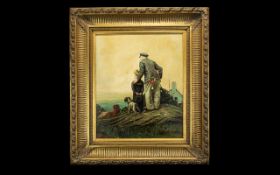 Framed Oil On Canvas 20th century decorative artwork in the 19th century style,
