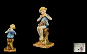 Royal Worcester - Superb Hand Painted Porcelain Figure ' Peter Pan ' Modelled by F. Gertner.
