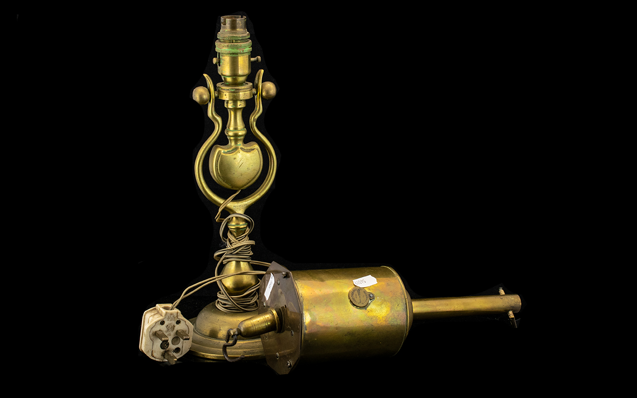 Brass Ship's Light & Brass Spit. Ship's Light 13.5" tall in decorative style. - Image 4 of 4