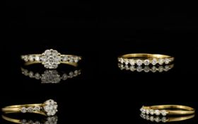 18ct Yellow Gold - Attractive and Well Designed Diamond Set Dress Rings ( 2 ) To be Worn Together.