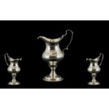 George III - Nice Quality Helmet Shaped Silver Cream Jug of Small Proportions, Hallmark Rubbed,