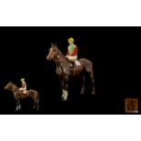 Beswick Hand Painted Racehorse and Jockey Figure Racehorse, No 12 on Saddlecloth. Designer A.