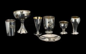 A Small Mixed Lot Of Scandinavian Silver Tots To include coin trinket dish, egg cup,