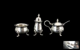 Silver 3 Piece Condiment Set.