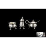 Silver 3 Piece Condiment Set.