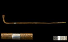 Edwardian Walking Cane Mounted With Silver Ferrule Dated for Birmingham k 1909,