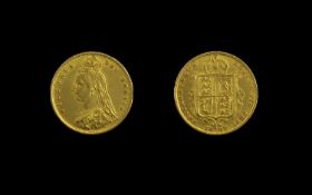 Queen Victoria 22ct Gold Jubilee Head Half Sovereign - Date 1887.