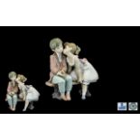 Lladro - Society Club 1985 - 1995 Anniversary Hand Painted Porcelain Figure Group ' Ten and Growing