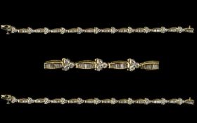 14ct White Gold Superb Baguette And Brilliant Cut Diamond Set Bracelet Fully hallmarked for 14ct,