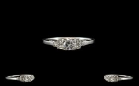 18ct White Gold and Platinum Diamond Set Petite Dress Ring c1920's.