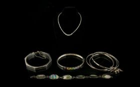 A Mixed Collection Of Silver Jewellery A varied lot to include contemporary rainbow set crystal