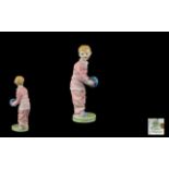 Royal Doulton - Rare and Early Hand Painted Porcelain Figure ' Pyjams ' Colour Pink.