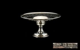 Edwardian Period Solid Silver Tazza with Open worked Border and Raised on a Circular Base of Nice