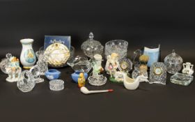 Mixed Box of Collectible Glassware & Porcelain to include Large glass bowl and three small sweet