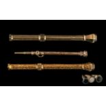 Three Antique Propelling Pencils One engraved throughout and marked S Mordan and co. Each with