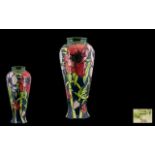 Moorcroft - Modern and Pleasing Tubelined Tapered Vase ' Anemone Tribute ' Pattern,