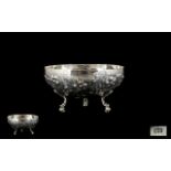 Norwegian - Nice Quality Silver Footed Circular Bowl of Small Proportions with Embossed Floral