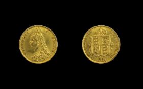Queen Victoria - Jubilee Head 22ct Gold Half Sovereign London Mint - Date 1887.