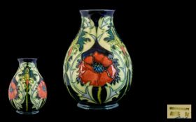 W. Moorcroft Excellent Quality Tubelined Baluster Shaped Vase ' Poppy ' Pattern.