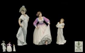 A Collection of Three Porcelain Figures, to include Royal Doulton, and Nao.