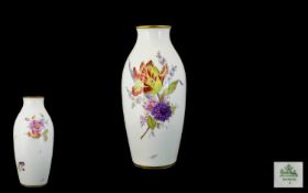 Rosenthal Selb - Bavaria Signed Hand Painted Porcelain Vase with Painted Floral Images on White