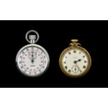 Smiths Base Metal Gilt Pocket Watch, White Dial, Roman Numerals With Subsidiary Seconds.